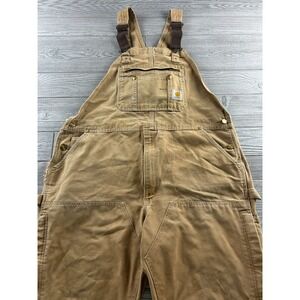Carhartt Overalls Mens 42X30 Brown Duck R37 Brn Double knee uninsulated